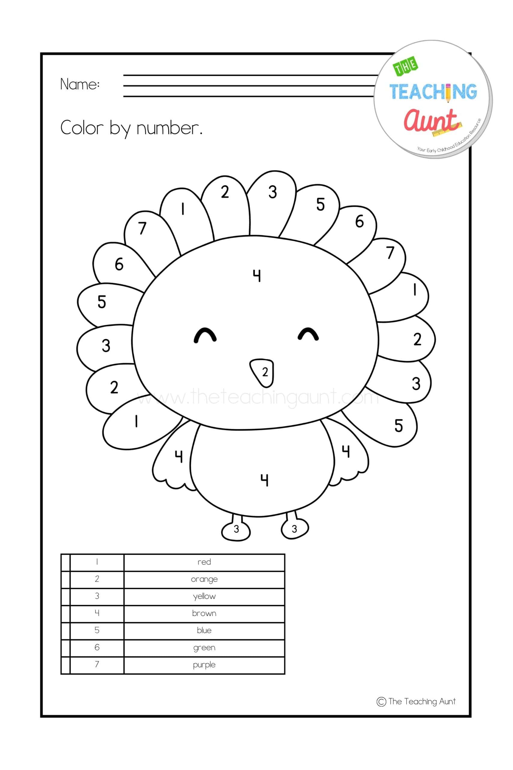thanksgiving worksheets for preschool - the teaching aunt